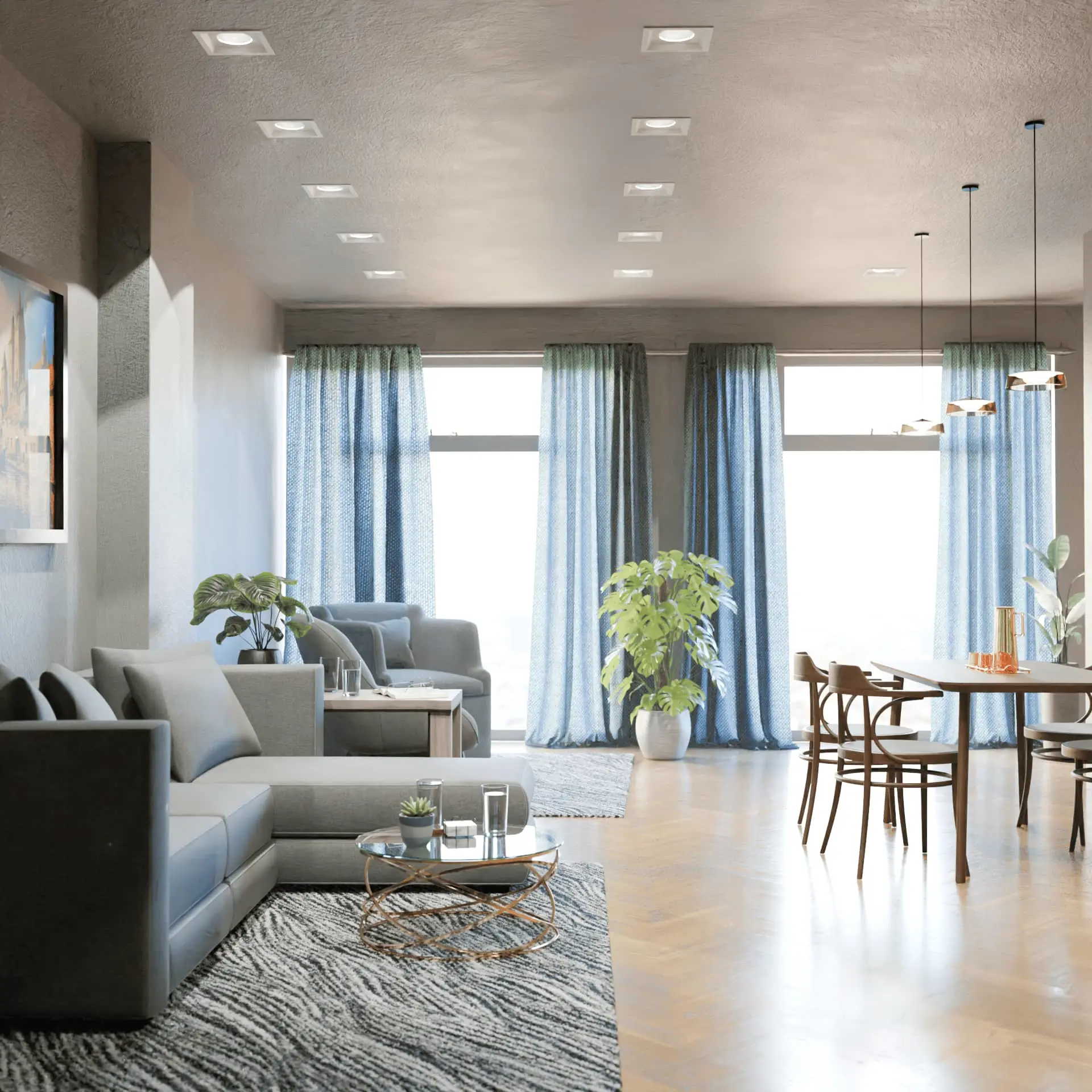 Interior with Sofas and Plants